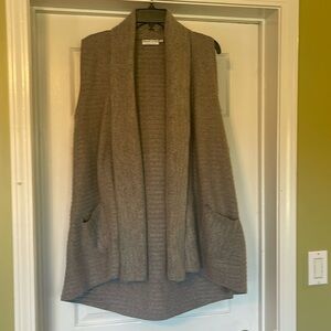 Habitat - long open sleeveless cardigan fleece  - pockets - light gray - size M